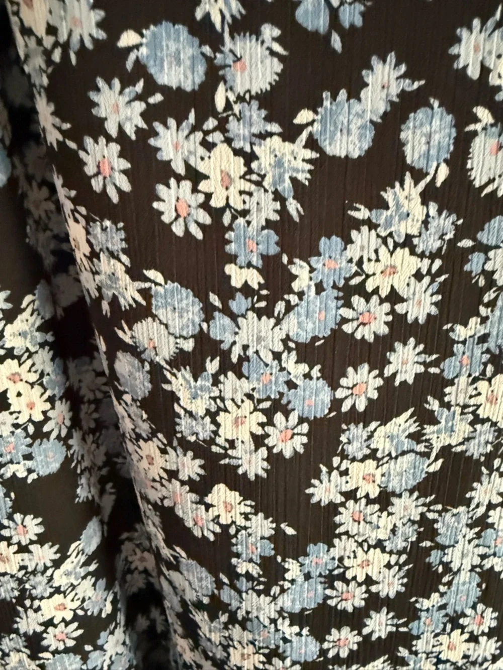 LOFT Black Midi Dress with Light Blue Floral Print - Picture 4 of 7